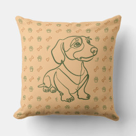 Dachshund decoratieve lijn kunstpatroon kussen