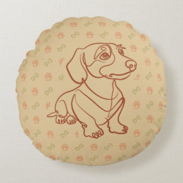 Dachshund decoratieve lijn kunstpatroon rond kussen