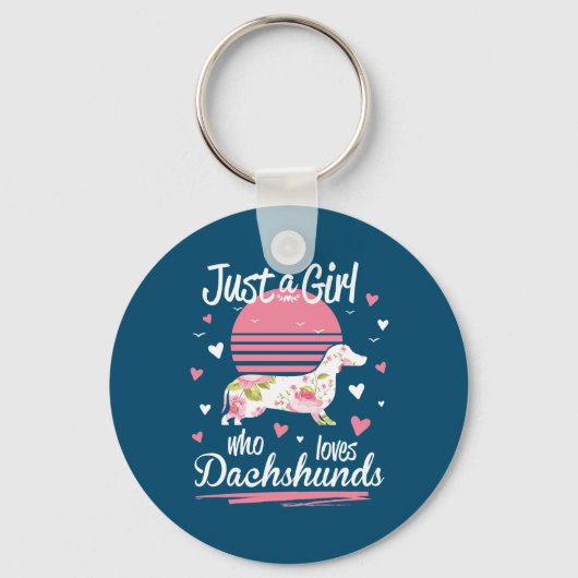 Dachshund Design, gewoon een meisje dat van Dachsh Sleutelhanger (Voorkant)