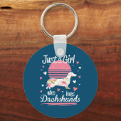 Dachshund Design, gewoon een meisje dat van Dachsh Sleutelhanger (Voorkant)