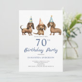Dachshund Dog 70e Anniversaire Invitation de fête (Debout devant)