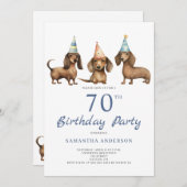 Dachshund Dog 70e Anniversaire Invitation de fête (Devant / Derrière)