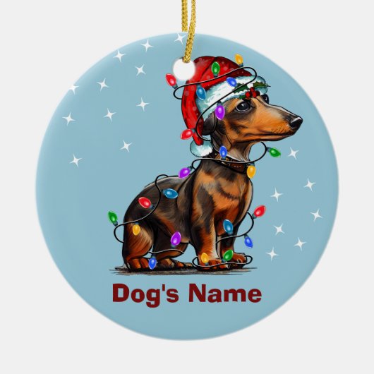 Dachshund Dog Christmas Gepersonaliseerd Ornament (Voorkant)