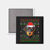 Dachshund Dog Christmas Ugly Sweater Santa Adults Magneet (Voorkant / Achterkant)