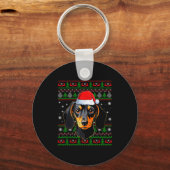 Dachshund Dog Christmas Ugly Sweater Santa Adults Sleutelhanger (Voorkant)