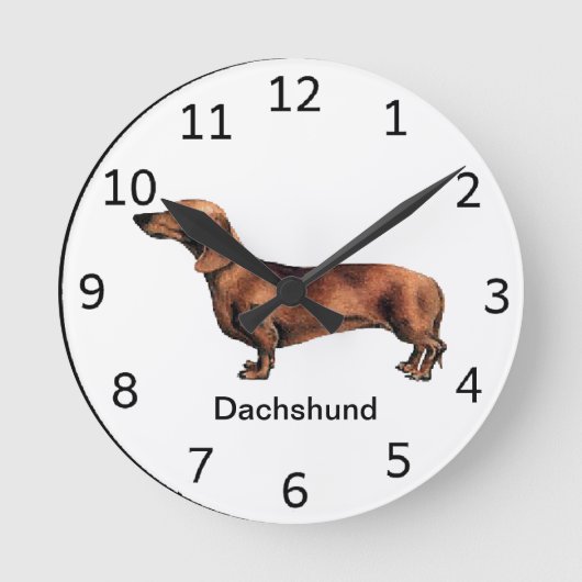 Dachshund Dog Clock Ronde Klok (Voorkant)