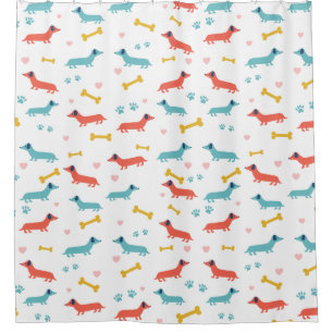 Dachshund Dog Colorful Doxies en Botten Douchegordijn