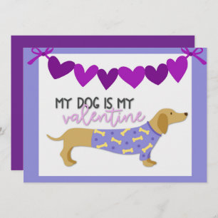 Dachshund Dog Cute Funny Paarse Custom Text Flat Feestdagenkaart