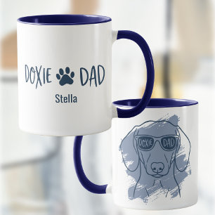 Dachshund Dog Dad Mok - Aangepaste naam Ijsblauw