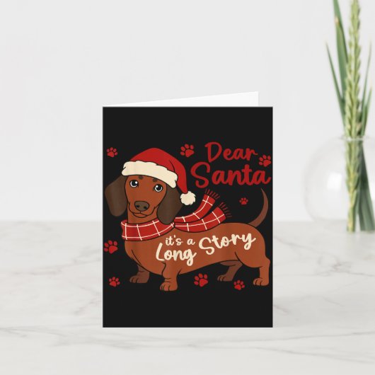 Dachshund Dog Dear Santa It's A Long Story Funny C Kaart (Voorkant)