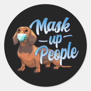 Dachshund Dog die een masker draagt - Draag een ge Ronde Sticker