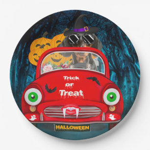 Dachshund Dog Driving Car Scary Halloween Papieren Bordje