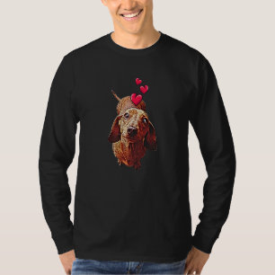 Dachshund Dog en Hearts Cute Teckel Dog Motif T-shirt