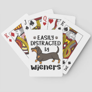Dachshund Dog, gemakkelijk verstoord door Wenen Pokerkaarten