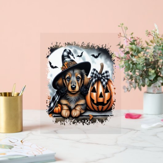 Dachshund Dog Halloween Acryl Bord (Huwelijk)