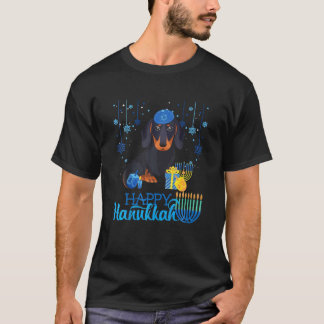 Dachshund Dog Hanukkah Chanukah Menorah Christmas T-shirt