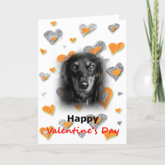 Dachshund Dog Happy Valentine's Day Hearts Kaart
