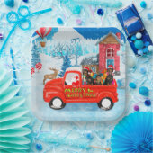 Dachshund Dog in kerstcadeauwagen Papieren Bordje (Feest)