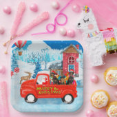 Dachshund Dog in kerstcadeauwagen Papieren Bordje (Feest)