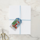 Dachshund Dog in sneeuw met kerstcadeaus Cadeaulabel (Met Touw)