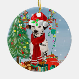 Dachshund Dog in sneeuw met kerstcadeaus Keramisch Ornament