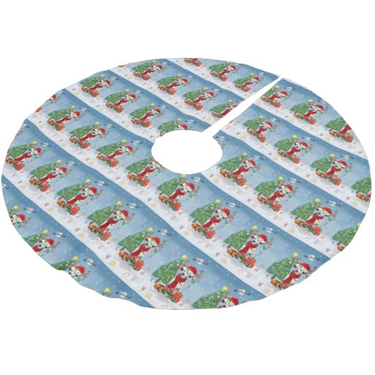 Dachshund Dog in sneeuw met kerstcadeaus Kerstboom Rok (Gekanteld)