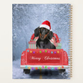 Dachshund Dog in sneeuw, met kersttruck Planner (Achterkant)