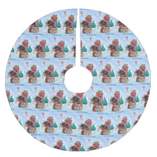 Dachshund Dog in sneeuwkersthondenhuis Kerstboom Rok