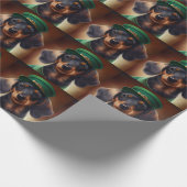 Dachshund Dog in St. Patrick's Day Dress Cadeaupapier (Hoek)