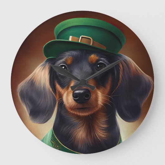 Dachshund Dog in St. Patrick's Day Dress Grote Klok (Voorkant)