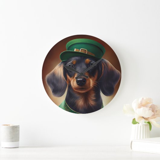Dachshund Dog in St. Patrick's Day Dress Grote Klok (Huis)