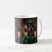 Dachshund Dog in St. Patrick's Day Dress Koffiemok (Voorkant rechts)
