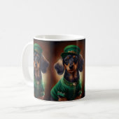 Dachshund Dog in St. Patrick's Day Dress Koffiemok (Voorkant links)