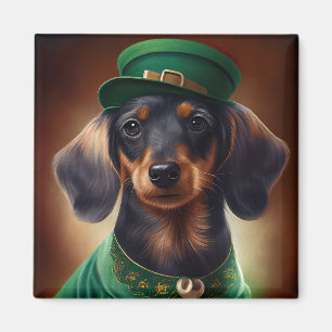 Dachshund Dog in St. Patrick's Day Dress Magneet