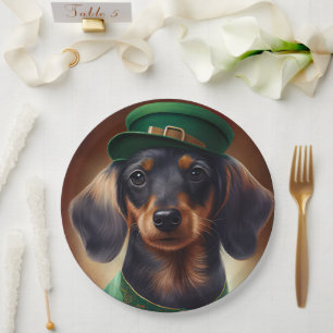 Dachshund Dog in St. Patrick's Day Dress Papieren Bordje