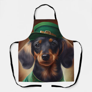 Dachshund Dog in St. Patrick's Day Dress Schort