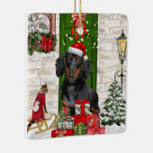 Dachshund Dog Kerstmis Keramisch Ornament (Rechts)