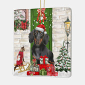 Dachshund Dog Kerstmis Keramisch Ornament (Links)