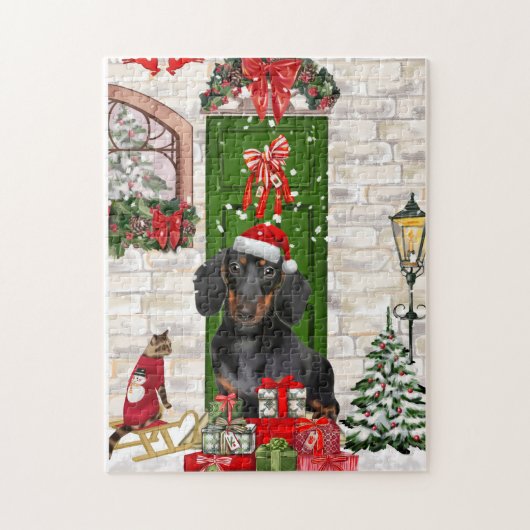 Dachshund Dog Kerstmis Legpuzzel (Verticaal)