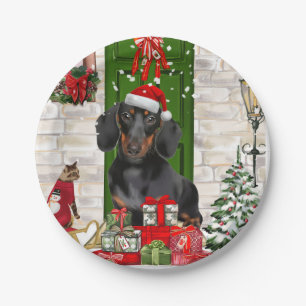 Dachshund Dog Kerstmis Papieren Bordje