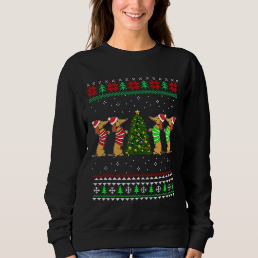 Dachshund Dog Kerstmis Ugly Sweater Dachshund Xma (Voorkant)