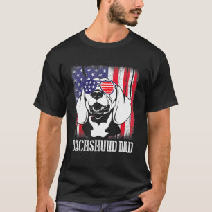 Dachshund Dog met Amerikaanse vlag Happy Dachshund T-shirt