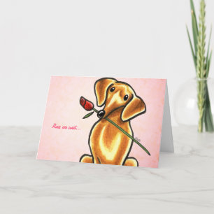 Dachshund Dog met Roos Custom Message Kaart