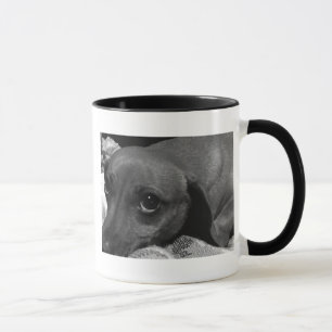 Dachshund Dog met Sad Eyes in zwart-wit Mok