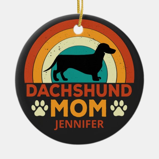  Dachshund Dog Mom Sunset gepersonaliseerd Keramisch Ornament (Voorkant)