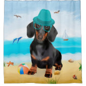 Dachshund Dog op strand Douchegordijn (Voorkant)