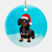 Dachshund Dog Op Strand Kerst Pet Keramisch Ornament (Achterkant)