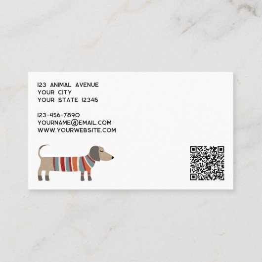 Dachshund Dog Pet Services QR-code Visitekaartje (Achterkant)