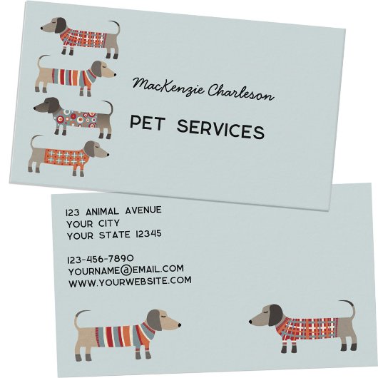 Dachshund Dog Pet Services Visitekaartje