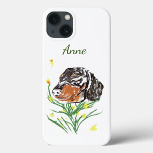 Dachshund Dog, Pets Pattern, Spring Art iPhone 13 Hoesje